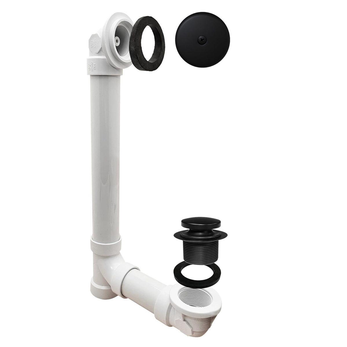Westbrass Punta de punta Sch. 40 residuos de baño de PVC con codo de un solo agujero, negro mate, D49321-62