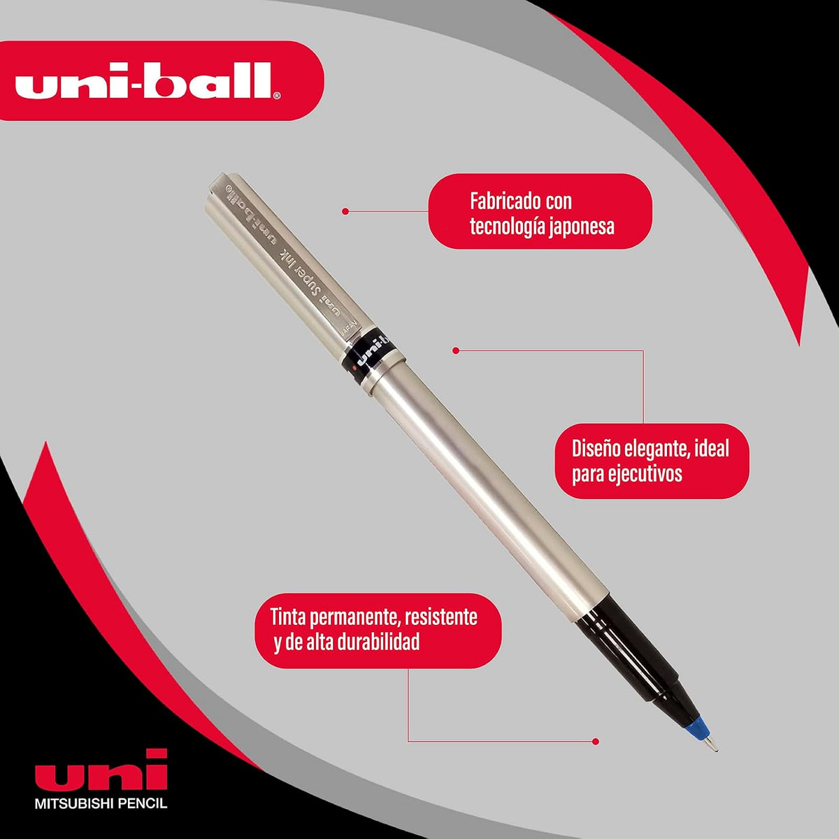 Uni-Ball Bolígrafo Antifraude Deluxe Roller Punto Ultrafino .7mm, 6 Piezas Color Azul 305.Ub177Az