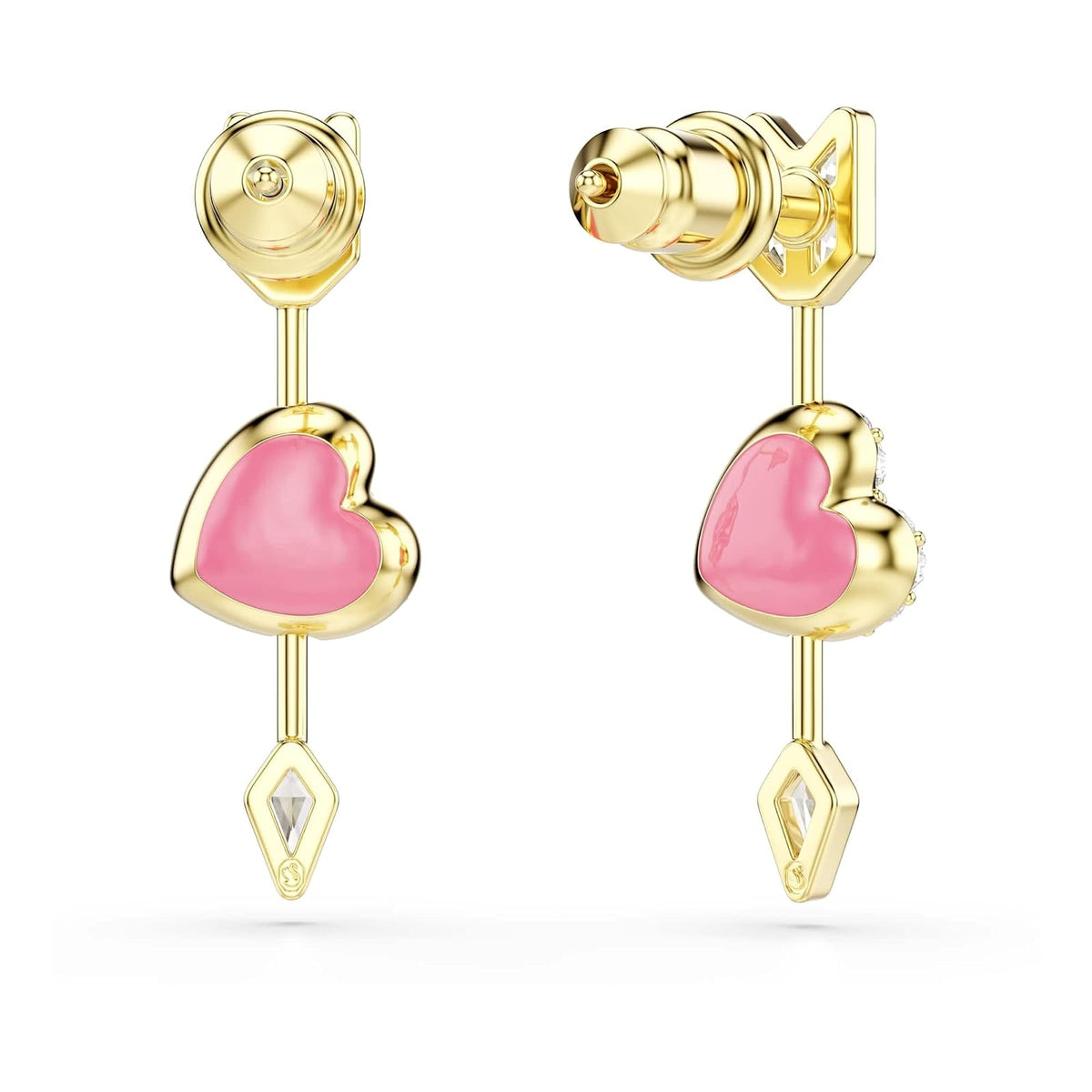 Swarovski Idyllia - Pendientes de gota con forma de corazón con flecha, color blanco