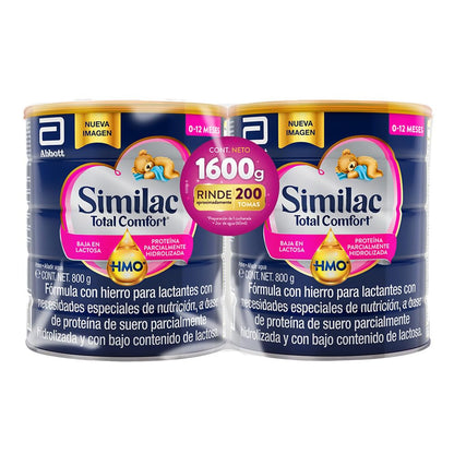 Similac Total Comfort 1 Fórmula Infantil Baja en Lactosa, 0-12 Meses - 2X800 g