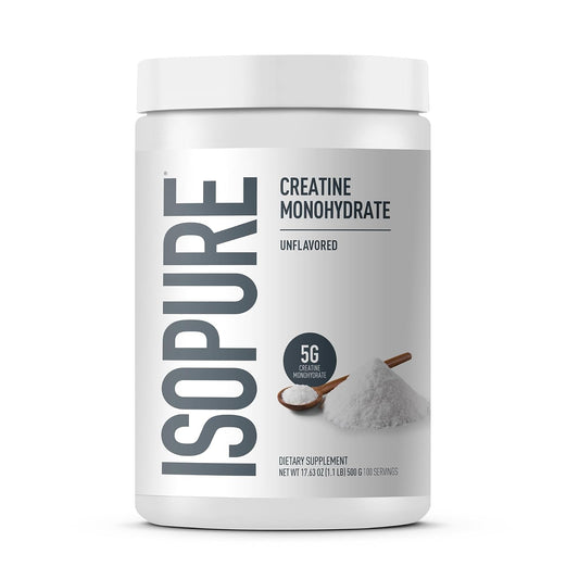 Isopure Creatina Monohidratada Polvo 500 Grs | Aporta creatina monohidratada, 500 g. Útil para apoyar el desempeño en actividad física. Verifica ingredientes y porción