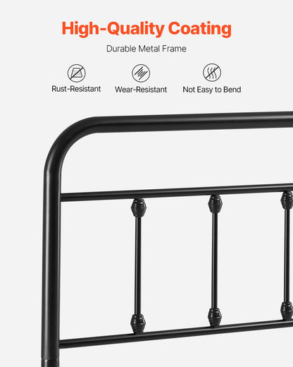 VEVOR Cabecero de Metal Cabecero de Tamaño Queen 1515 x 1030 x 38 mm con Altura Ajustable Combina Estilos Vintage y Modernos para Camas de Hotel, Casa de Familia, Alojamiento Privado, Negro