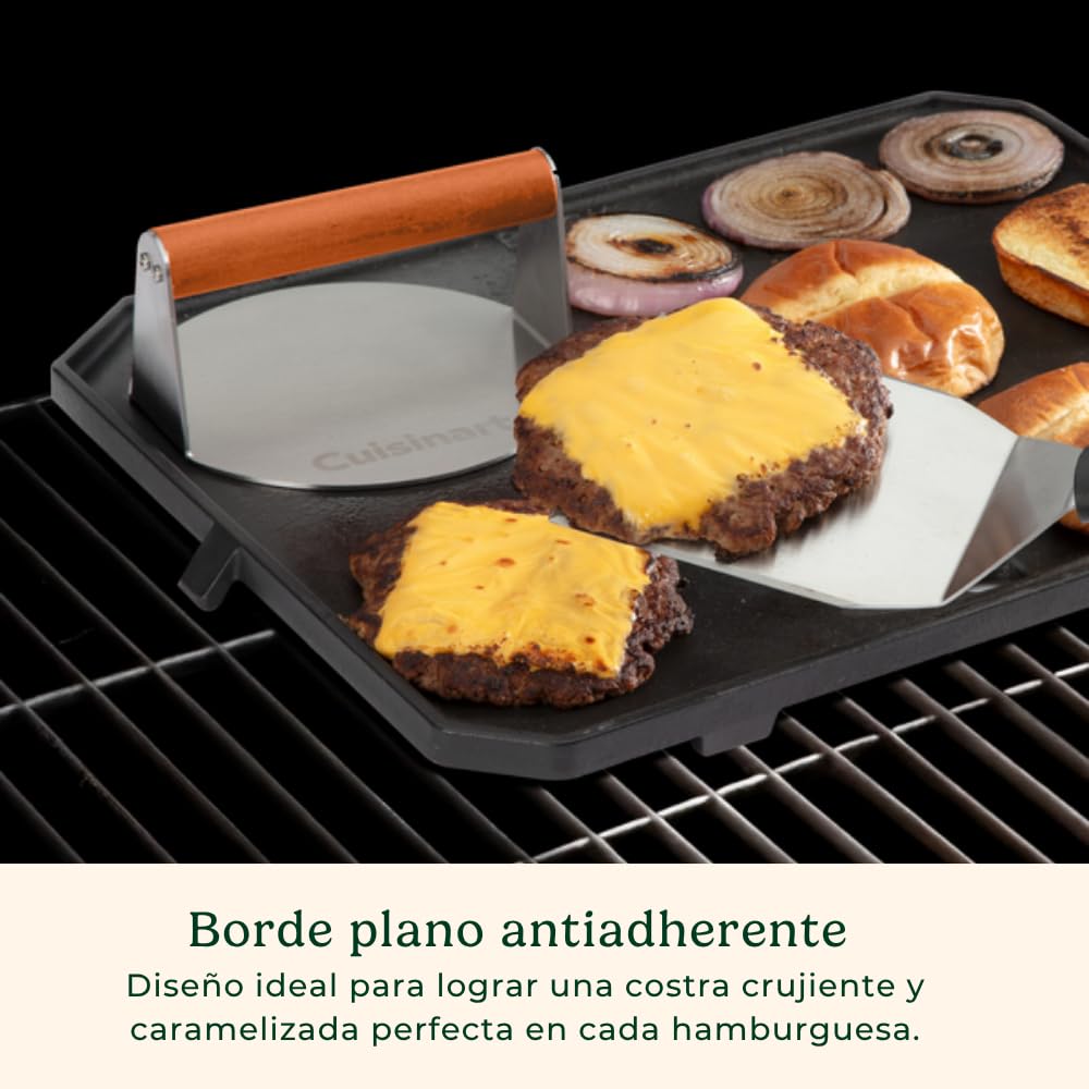 Cuisinart Prensa Hamburguesas Acero Inoxidable 15 cm Smash | Prensa de Hamburguesas de Acero Inoxidable, Borde plano antiadherente, Fácil limpieza, Diseño ideal para lograr una costra