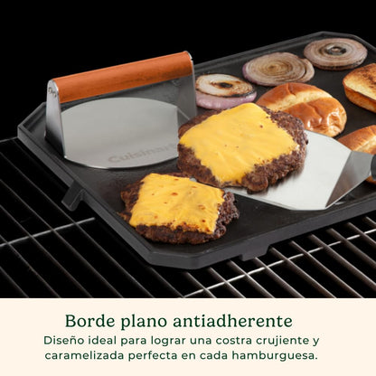 Cuisinart Prensa Hamburguesas Acero Inoxidable 15 cm Smash | Prensa de Hamburguesas de Acero Inoxidable, Borde plano antiadherente, Fácil limpieza, Diseño ideal para lograr una costra