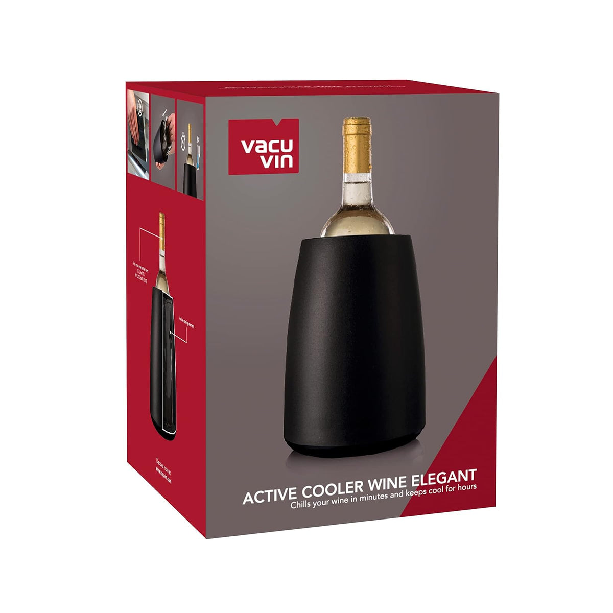 Vacu Vin Rapid Ice elegante enfriador de vino, color negro, Negro, Negro, 1