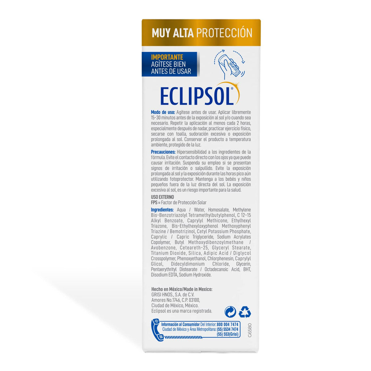 Eclipsol - Ultra Crema de Bolsillo, FPS 50+, Protector Solar Facial, 60 g | Hipoalergénico, textura ligera, resistente al agua, corporal, sin PABA ni parabenos, toda la familia desde 3 años