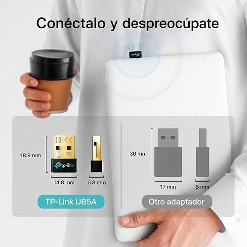 TP-Link UB5A, Adaptador Bluetooth 5.4 Compatible con Windows 11/10/8.1/8/Win 7/XP, para PC, Teclado, Mouse, Auriculares, Altavoces, Impresora