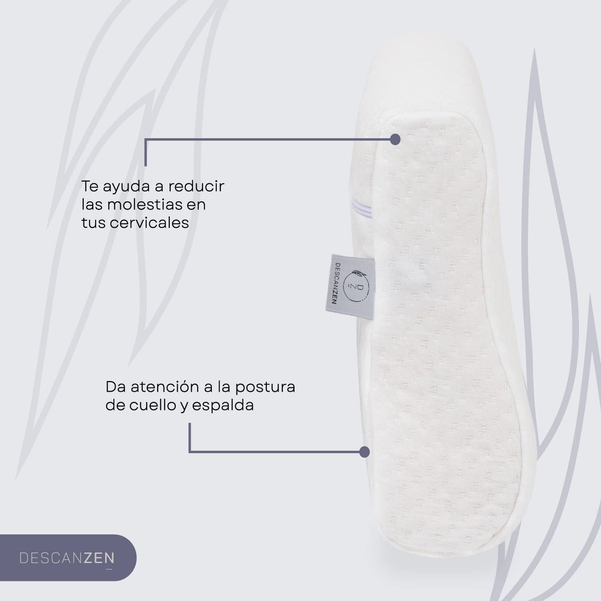 DescanZen | Almohada Ayu Ergonómica Suave - Memory Foam - Hipoalergénica y Antibacterial - Confort y Comodidad - Ortopédica