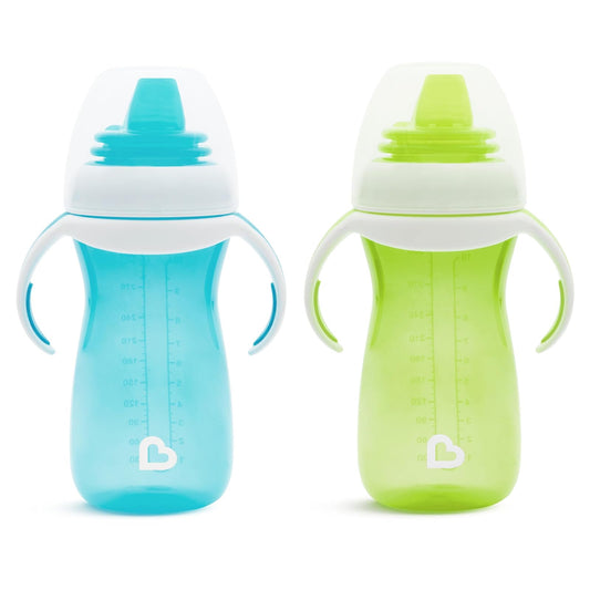 Munchkin® Gentle™ - Taza para sorber de transición con asas de entrenamiento, 10 onzas, paquete de 2, azul/verde