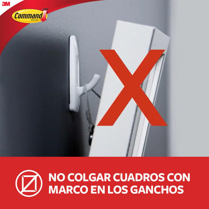 COMMAND 3M Gancho Adhesivo Removible de Metal Chico Color Blanco 12 piezas | Soporta hasta 225 gr, Organiza interiores sin dañar superficies, No requiere herramientas, Fácil de instalar, Fijación segura
