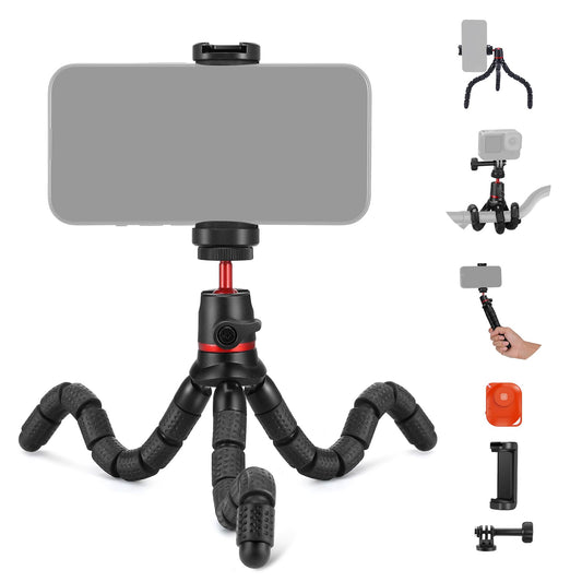 Neewer - Trípode para iPhone con Adaptador de Montaje de cámara de acción y Soporte para teléfono, Mini cámara Flexible para trípode Compatible con GoPro Samsung DSLR cámara Web para Vlog, grabación