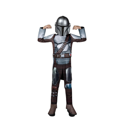 Star Wars The Mandalorian Official Youth Costume - Premium Quality Padded Jumpsuit with Plastic Mask and Detachable Cape