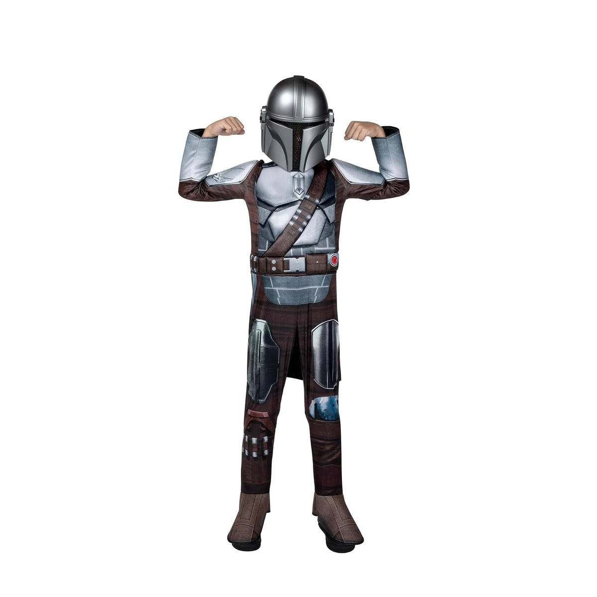 Star Wars The Mandalorian - Disfraz oficial de Halloween para jóvenes, overol acolchado de alta calidad con máscara de plástico y capa desmontable (mediano), multicolor