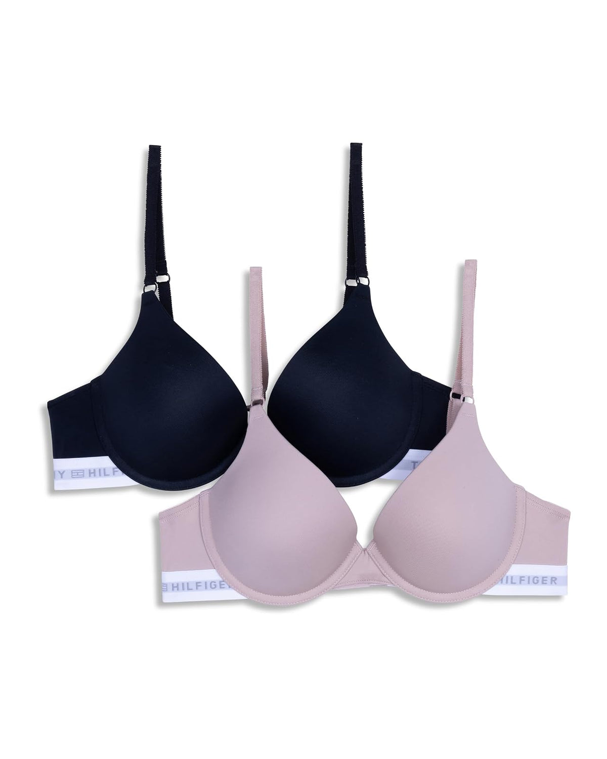 Tommy Hilfiger Brasier Push Up Mujer Paquete de 2 - 34A - Beige - Negro equilibrado