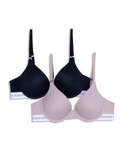 Tommy Hilfiger Brasier Push Up Mujer Paquete de 2 - 34A - Beige - Negro equilibrado