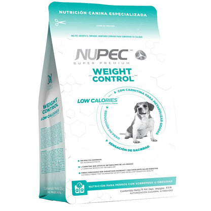 Nupec Alimento para Perro Weight Control, Sobrepeso u Obesidad - 15 kg (Paquete de 1)