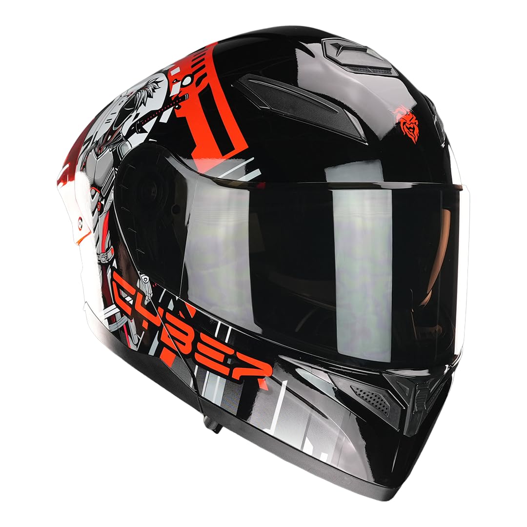 KOV Casco Stark Cyber Punk Rojo Abatible para Moto Deportivo Certificado Dot