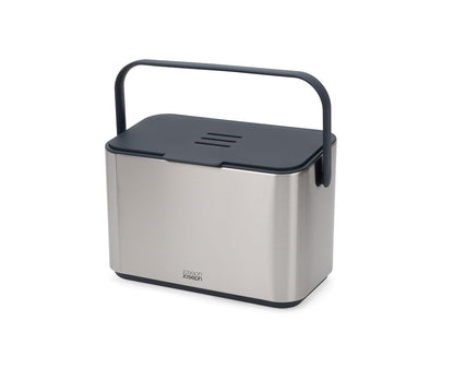 Joseph Joseph Collect cubeta de compostaje de Alimentos de Acero Inoxidable de 1.06 galones con asa, cubeta Interior extraíble y Almacenamiento de Forros de contenedor, Incluye Filtro de olores y 3