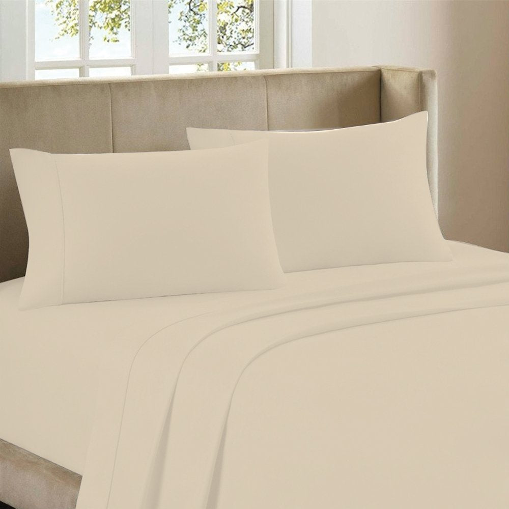 Cathay Sábana de Lujo sedosas Suave de poliéster Individual Plana, Crema, Doble, 1