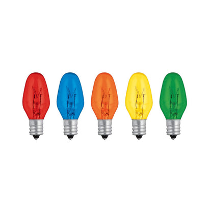 Volteck Focos Incandescentes Tipo Corona, Base E12, Paquete de 50 - Colores Surtidos