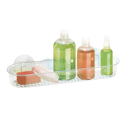 interDesign Basic Estante para Ducha, repisa de Ducha Larga con ventosas y Fabricada en plástico, Transparente
