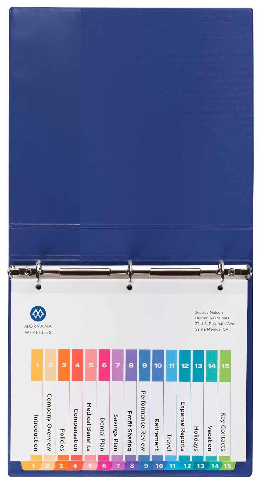 Avery 11197 - Separadores de 15 pestañas para carpetas de 3 anillos, tabla de contenido personalizable, pestañas multicolores, 6 juegos