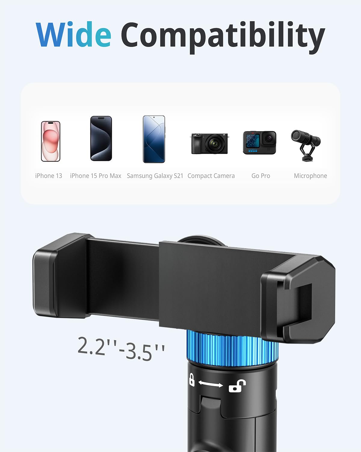 UBeesize Trípode 72" con Control Remoto. Estable y portátil para iPhone, Android y cámaras