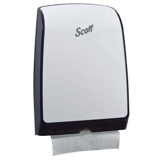 Scott Control MOD Slimfold Dispensador de toallas de papel plegado (34830), 9.8 x 2.8 x 13.7 pulgadas, compacto, dispensador manual uno a la vez, color blanco