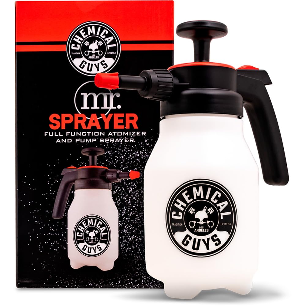 Chemical Guys Pulverizador de Bomba y atomizador a presión de función Completa para el hogar, el jardín y el Lavado y detallado de Automóviles (Botella de 50 oz)
