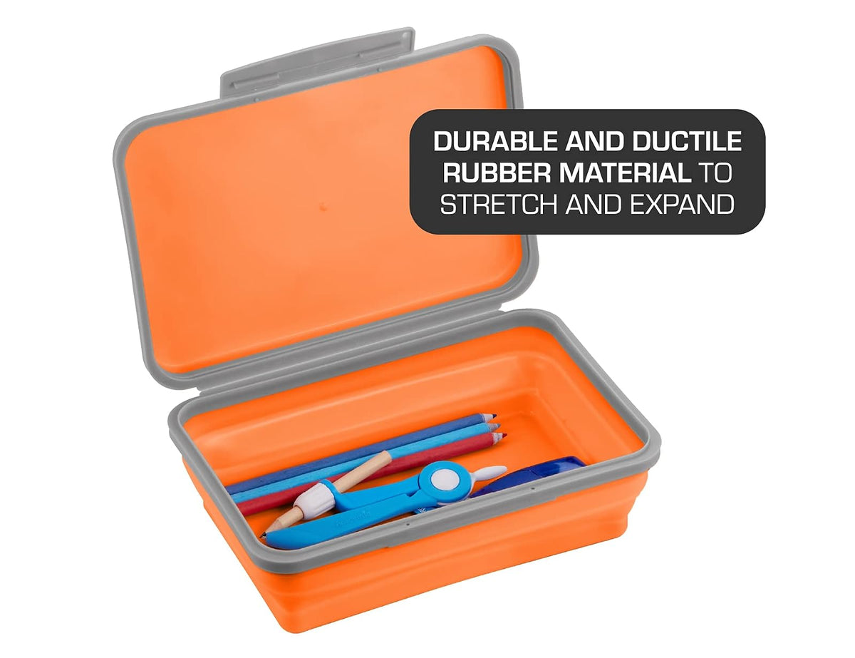 It's Academic Flexi - Caja de almacenamiento con tapa, diseño plegable para manualidades y material escolar, color naranja
