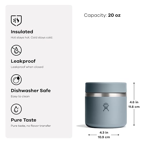 Hydro Flask - Frasco de acero inoxidable aislado, contenedor de viaje para comida caliente y sopa, 20 onzas, color azul