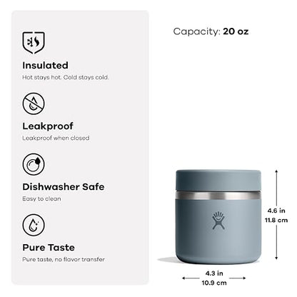 Hydro Flask - Frasco de acero inoxidable aislado, contenedor de viaje para comida caliente y sopa, 20 onzas, color azul