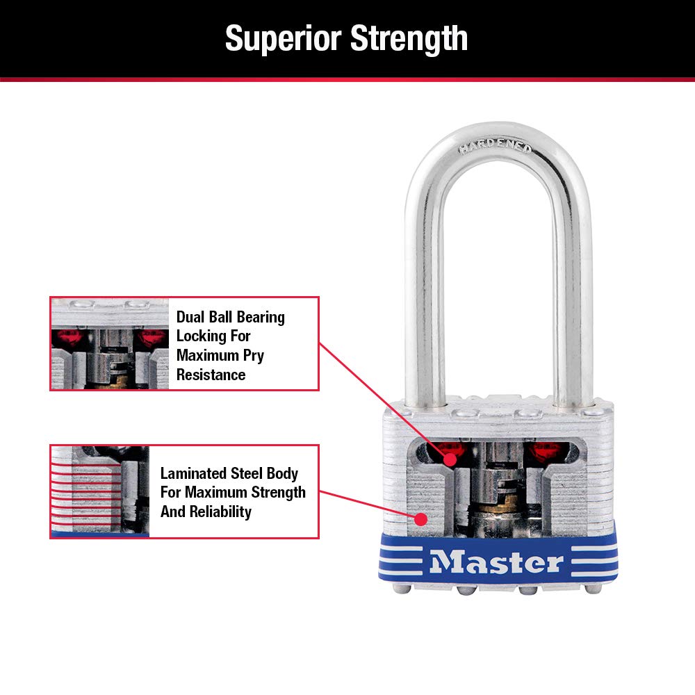 Master Lock 3DLF Candado Laminado de 40 mm con Gancho Largo de 38 mm