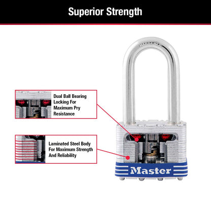 Master Lock 3DLF Candado Laminado de 40 mm con Gancho Largo de 38 mm