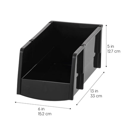 IRIS USA Paquete de 8 Contenedores Grandes Apilables, Negro | Organiza piezas pequeñas, ferretería, manualidades, despensa y artículos del hogar con acceso frontal y cajas apilables