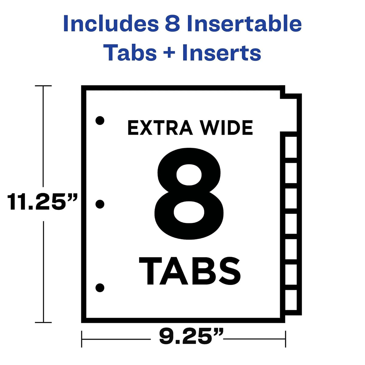 Avery Big Tab Insertable 2 divisores de bolsillo para carpetas de 3 anillas, juego de 8 pestañas, multicolor de dos tonos, 1 juego (11983)