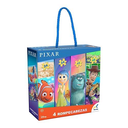 Novelty Disney Pixar, Rompecabezas 4 en 1 para Niños, Multi-Pixar, Nemo, Intensamente, Monster Inc, Toy Story
