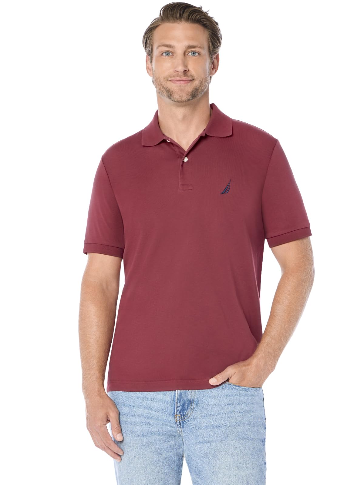 Nautica Polo de piqué de algodón elástico de Manga Corta para Hombre