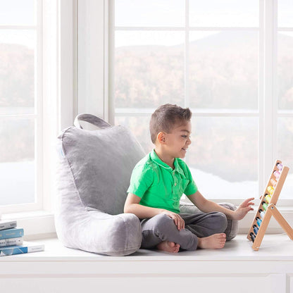 Linenspa - Almohada de Lectura con Memory Foam en Trozos - Cojín para Leer o Descansar - Soporte para Espalda - Para Niños o Adultos - Tamaño Estándar - Color Gris