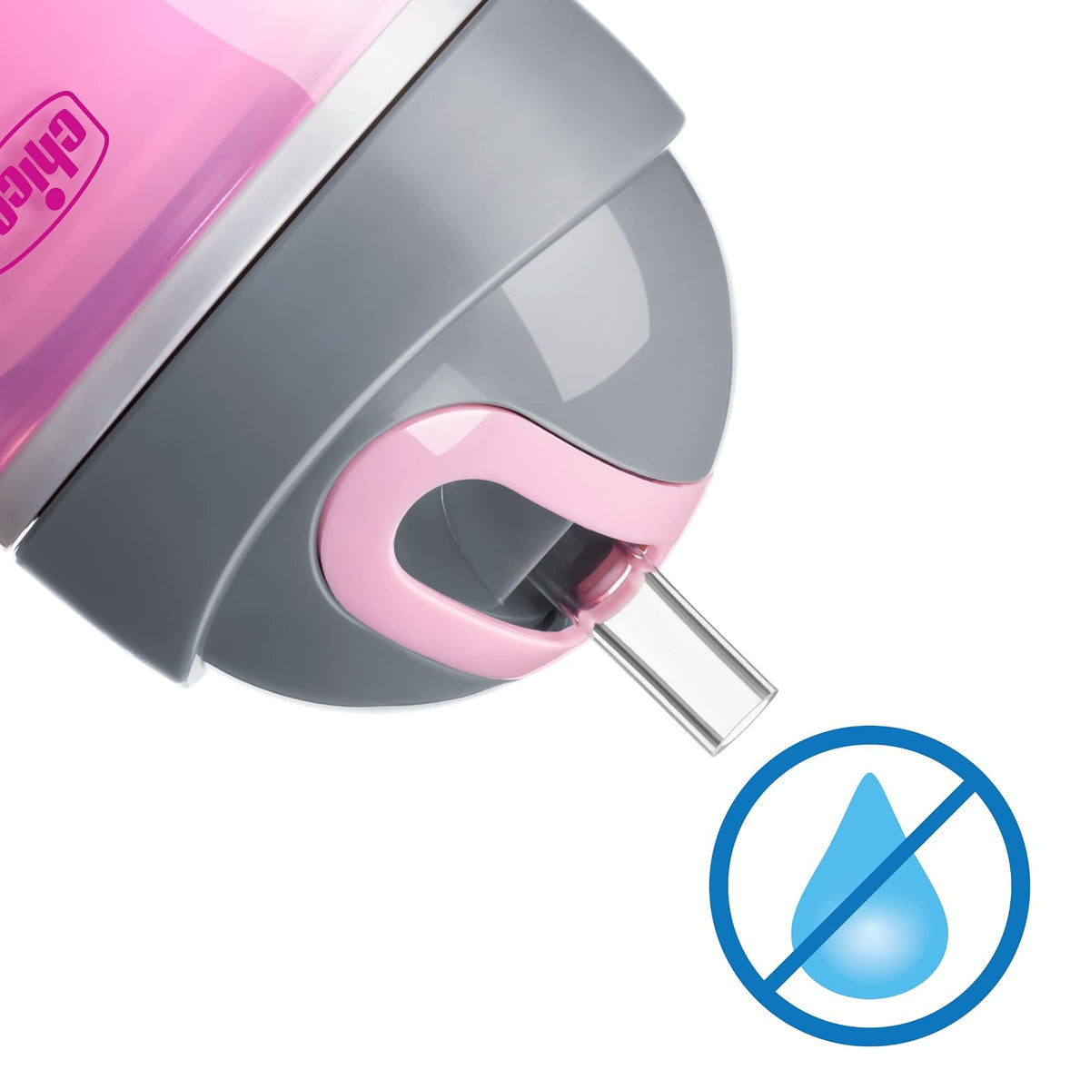 Chicco - Taza para beber con aislamiento de doble pared con popote de silicona y tapa sin derrames, apto para lavaplatos, fácil de sostener, ergonómica, color rosa y morado, 2 unidades más de 12 meses