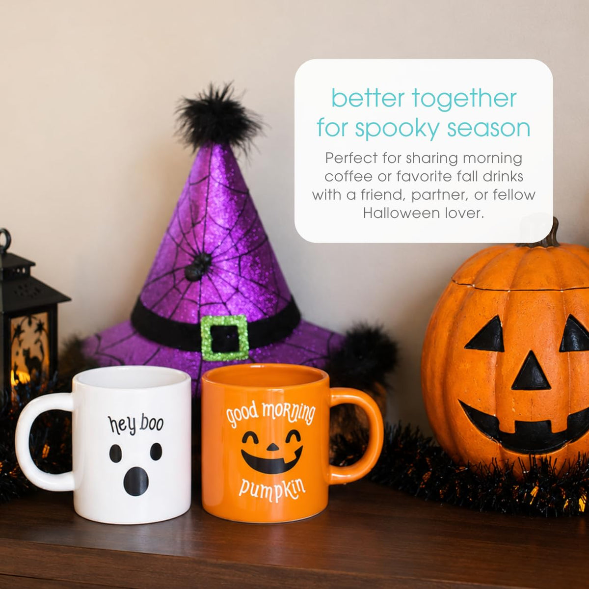 Pearhead Happy Fall Y'all - Taza de café de otoño, accesorios Home Dećor, naranja, 15 onzas, decoraciones de cocina de otoño, taza de té o café de día festivo