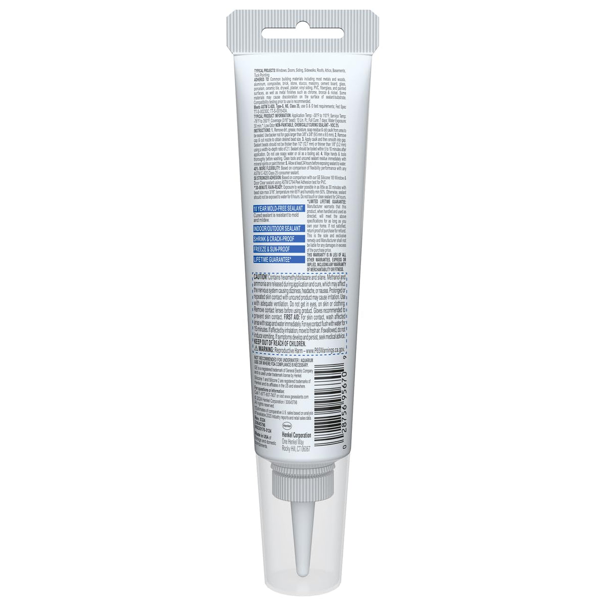 GE Advanced Calafaté de Silicona para Ventanas y Puertas | Blanco, 3.8 oz, tubo, 100% impermeable, 5 veces más fuerte, resistente a congelación