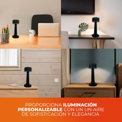 Tecnolite - Lámpara de Mesa LED 3 W Portátil, Recargable, Luz Blanca Ajustable y Atenuable Táctil, Lámpara Interior para Restaurante
