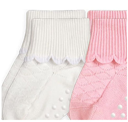 Jefferies Socks Non-skid Scalloped Turn Cuff 6 Pack Calcetines bebés niñas