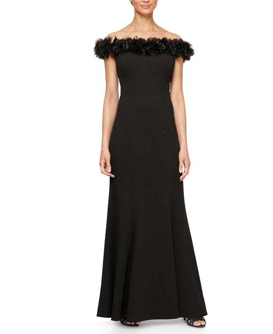 Alex Evenings Vestido Largo con Hombros Descubiertos