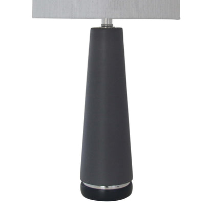 LUZERNA CM-0309 Lámpara de buró Tappio Cerámica: Gris Acero Mate, Madera: Poplar Negro, Tela: Lino Tordillo, 45 x 12 x 45 cm