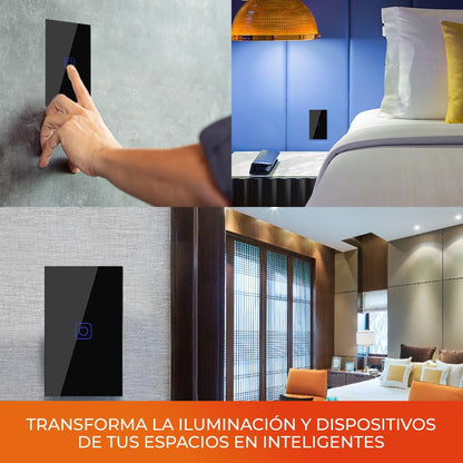 Tecnolite Connect - Apagador Inteligente Táctil WiFi 1 Circuito, Sin Cable Neutro, Compatible con App móvil, Alexa, Google y Siri, Interruptor Inteligente