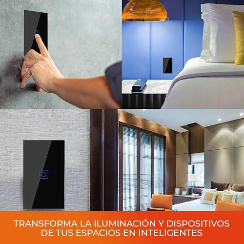 Tecnolite Connect - Apagador Inteligente Táctil WiFi 1 Circuito, Requiere Cable Neutro, Compatible con App móvil, Alexa, Google y Siri, Interruptor Inteligente