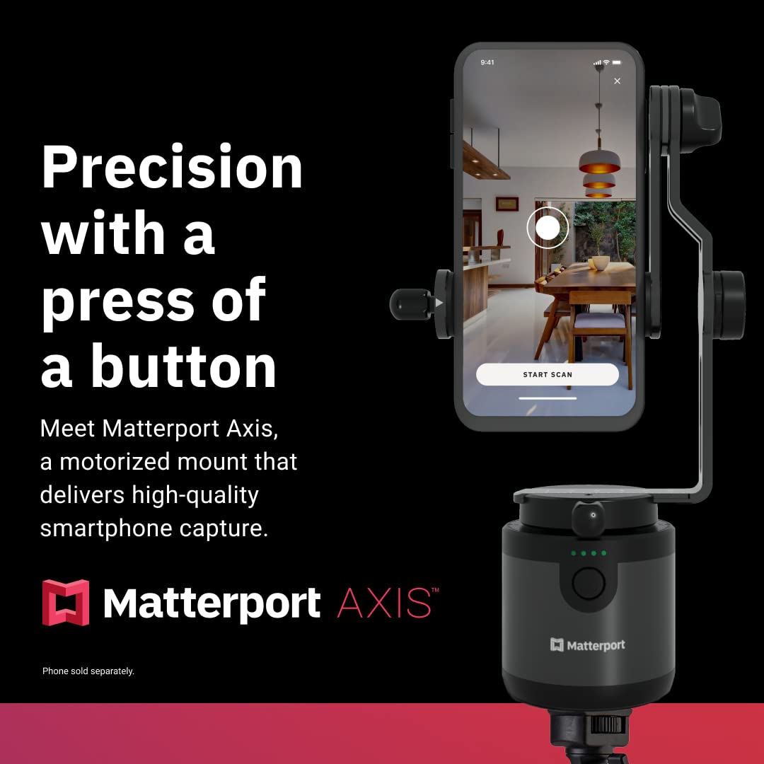 Matterport Axis - Estabilizador de cardán para cámara de Smartphone - Soporte Giratorio motorizado para escaneos de Fotos Profesionales 3D 360 para teléfonos iPhone y Android