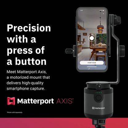 Matterport Axis - Estabilizador de cardán para cámara de Smartphone - Soporte Giratorio motorizado para escaneos de Fotos Profesionales 3D 360 para teléfonos iPhone y Android